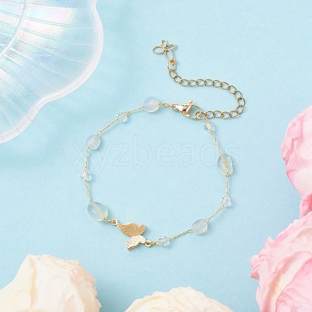 Handmade Glass & Opalite Nuggets Beads Necklaces BJEW-JB12461-03-1