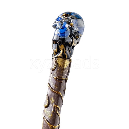 Skull Natural Lapis Lazuli Magic Wand with Resin Stick PW-WG2DDC6-04-1