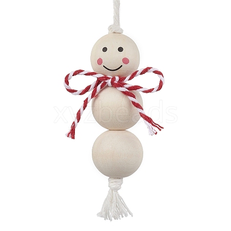 Christmas Wood Beads Pendant Decorations HJEW-TA00291-1