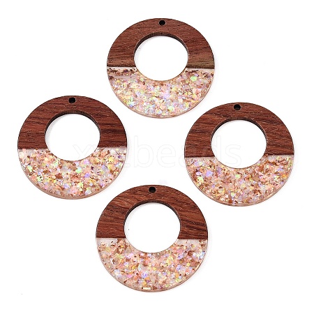 Epoxy Resin & Walnut Wood Pendants RESI-T057-09B-1