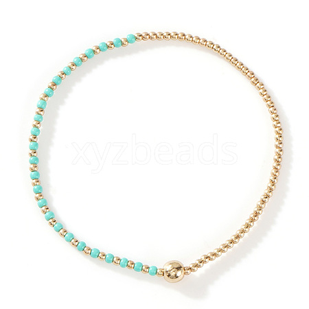 Glass Seed Beads & CCB Beads Stretch Bracelets TB4137-53-1