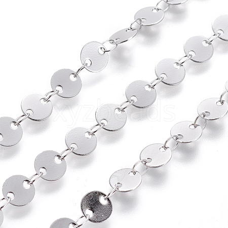 Tarnish Resistant 304 Stainless Steel Flat Round Link Chains A-CHS-L019-01B-P-1
