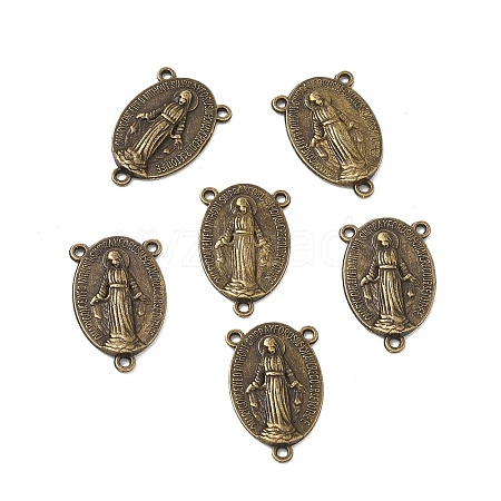 Holy Oval Carved Virgin Mary Tibetan Style Alloy Chandelier Component Links TIBEP-LF0961YKG-AB-LF-1