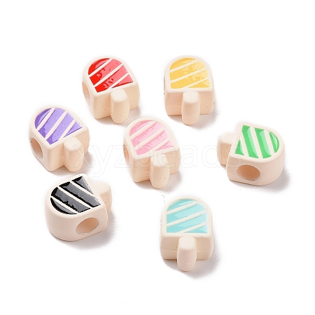 Rubberized Style Acrylic European Beads SACR-E009-03-1