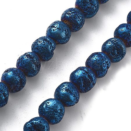 Electroplated Natural Lava Rock Beads Strands G-A251-D01-01E-1