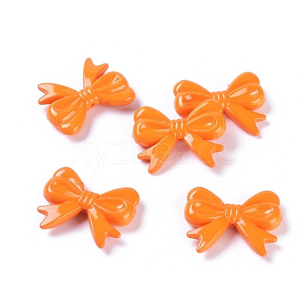 Orange Bowknot Acrylic Beads X-MACR-S065-6-1-1