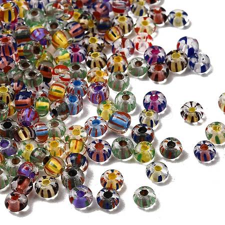 Transparent Stripe Glass Seed Beads GLAA-NH0001-06A-1