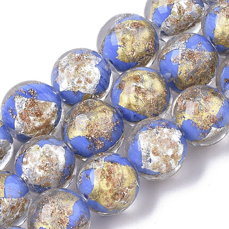 Handmade Gold Sand Lampwork Bead Strands FOIL-T003-01B-1