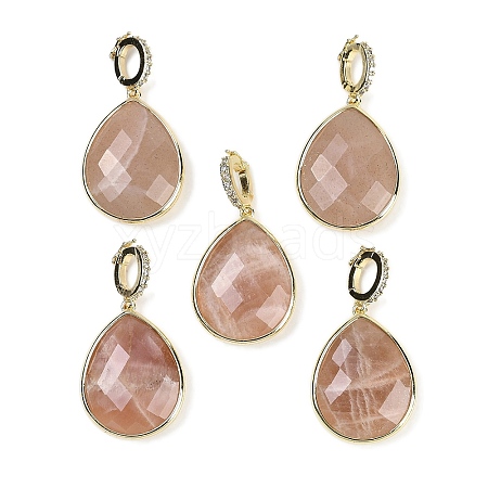 Natural Sunstone Faceted Teardrop Pendants G-B126-04G-08-1