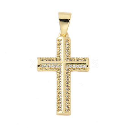 Brass Micro Pave Cubic Zirconia Pendants KK-P293-21E-G-1