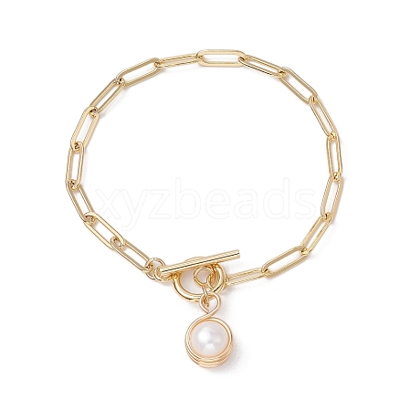 Potato Natural Freshwater Pearl Charm Bracelets BJEW-JB10651-1