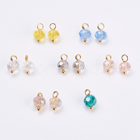 Electroplated Glass Charms GLAA-P038-05G-1