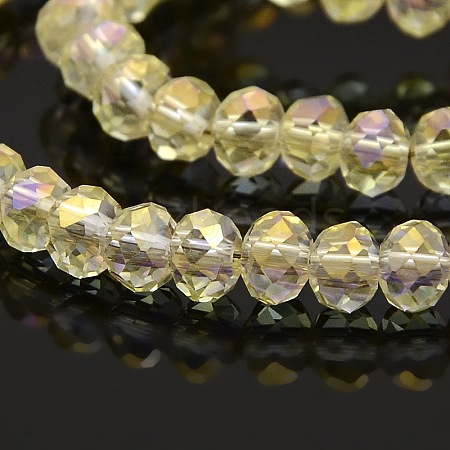 AB Color Plated Faceted Rondelle Electroplate Glass Beads Strands GLAA-A024D-AB15-1