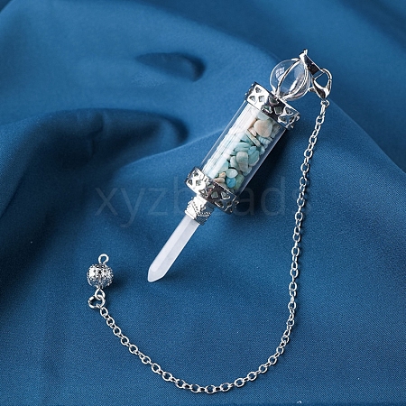 Natural Flower Amazonite Chips Wishing Bottle Dowsing Pendulum Big Pendants PW-WG6F05D-14-1