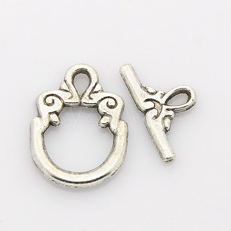 Tibetan Style Alloy Ring Toggle Clasps PALLOY-J471-24AS-1