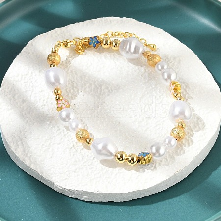 Brass Beads Bracelets for Women BJEW-Z089-02G-1