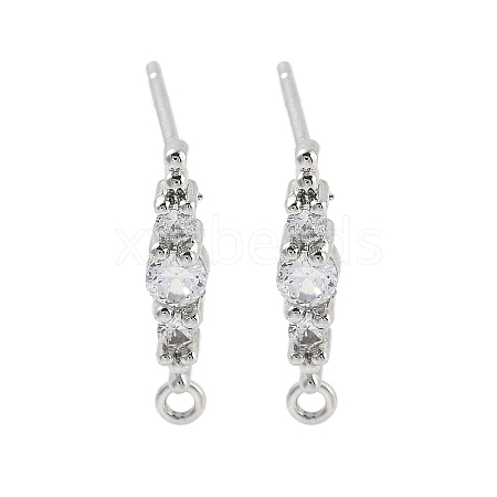 Brass Clear Cubic Zirconia Stud Earring Findings KK-A238-02C-P-1