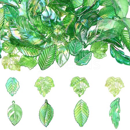 80Pcs 8 Colors UV Plating Acrylic Pendants OACR-YW0003-88-1