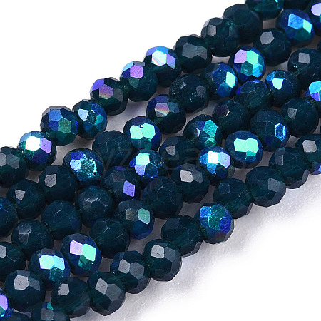 Electroplate Opaque Solid Color Glass Beads Strands EGLA-A034-P1mm-L07-1