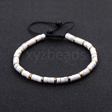 Natural Howlite Braided Bead Bracelets for Women PW-WG20352-04-1