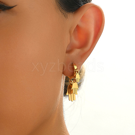 Elegant Stainless Steel Hand Chandelier Earrings ZD9069-1-1