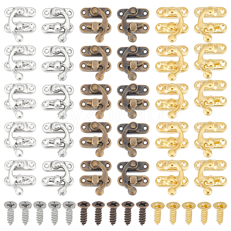 Olycraft 30Pcs 6 Colors Iron Latch Hook Hasp Horn Lock with Screws FIND-OC0003-42-1