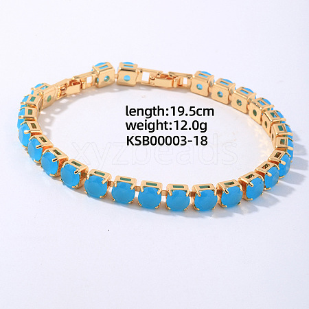 Hip-hop Brass Micro Cubic Zirconia Link Chain Bracelets for Men and Women FX8797-18-1