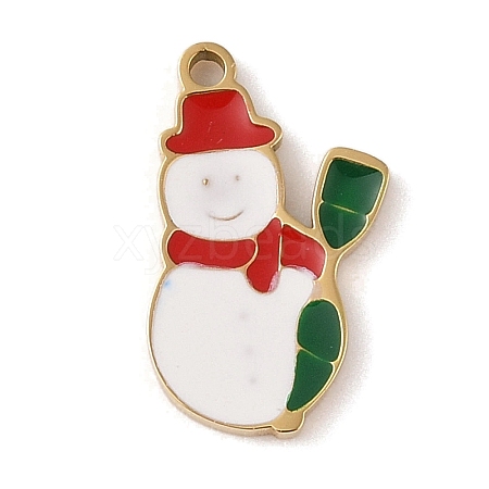 Christmas Theme Ion Plating(IP) 304 Stainless Steel Enamel Pendants STAS-Z083-07G-10-1