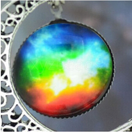 Alloy Glass Moon Syb Pendant Lumachina Chain Necklaces for Women WGDF061-09-1