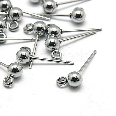 304 Stainless Steel Stud Earring Findings X-STAS-E026-3-1