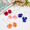 ANATTASOUL 4 Pairs 4 Colors Acrylic Leaf Dangle Stud Earring EJEW-AN0001-24-7