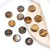 13Pcs Flat Round Carved Natural Tiger Eye Rune Stones PW-WG5B00E-02-1