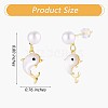 Natural Pearl with White Shell Dolphin Dangle Stud Earring JE1004A-3