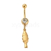 304 Stainless Steel Crystal Rhinestone Carved Barbell Dangle Belly Rings LS-STAS-C147-18B-G-1