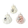 3Pcs Silver Copper Wire Wrapped Natural Scallop Shell Pendants PALLOY-TA00186-1