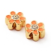 Flower Brass Micro Pave Clear Cubic Zirconia Beads KK-G419-06G-01-3