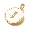 Rack Plating Brass Micro Pave Clear Cubic Zirconia Pendants with Shell KK-M309-42G-J-3