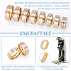 Unicraftale 16Pcs 8 Size Two Tone 201 Stainless Steel Grooved Finger Rings Set for Women RJEW-UN0002-81-5