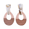 Resin & Wood Stud Earrings EJEW-JE03482-02-2