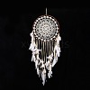 Handmade Round Cotton Woven Net/Web with Feather Wall Hanging Decoration HJEW-G015-02A-2
