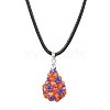 Glass Seed Beaded Teardrop Pendant Necklaces NJEW-MZ00069-01-2