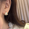 Brass Micro Pave Clear Cubic Zirconia Triangle Hoop Earrings FS-WGA22EE-01-2