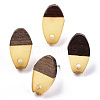 Transparent Resin & Walnut Wood Stud Earring Findings MAK-N032-010A-A02-1