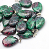 Teardrop Dyed Natural Ruby in Zoisite Pendants G-Q368-22-1