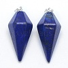 Natural Lapis Lazuli Pointed Pendants KK-E757-F-05P-1