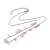 304 Stainless Steel Cubic Zirconia Teardrop & Flat Round Bib Ball Chain Necklaces for Women NJEW-F328-11P-08-2