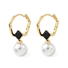 Round Brass Glass Leverback Earrings EJEW-Z152-04G-4