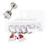 3 Pairs 3 Styles Christmas 304 Stainless Steel Hoop & Studs Earrings Set for Women EJEW-K279-12A-P-1