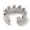 304 Stainless Steel Leaf Open Cuff Ring for Women RJEW-I098-14P-3