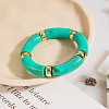 Retro Acrylic Imitation Gemstone Tube and CCB Beads Bangles for Women FS-WG908C5-03-1